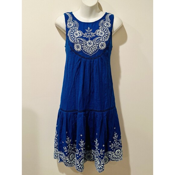 Anthropologie Dresses & Skirts - Meadow Rue by Anthropologie Wadden Blue White Embroidered Dress Size 6 EUC!!!